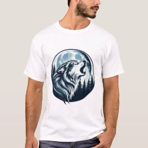 Camiseta Majestic Wolf Howling en la luna llena