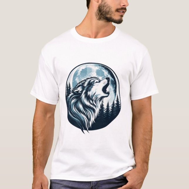 Camiseta Majestic Wolf Howling en la luna llena (Anverso)
