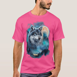 Camiseta Majestic Wolf Under Moonlit Forest Sky