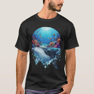 Camiseta Majestuosa ballena azul arrecife de coral vida sil