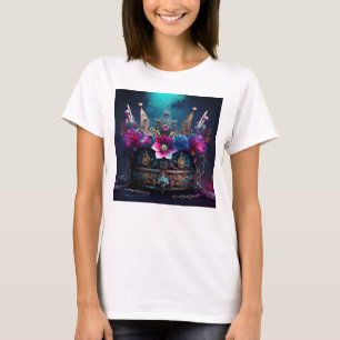 Camiseta Majestuosa corona con detalles florales y de joyas
