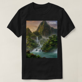 Camiseta Majestuosa estética de bosque y cascada de fantasí