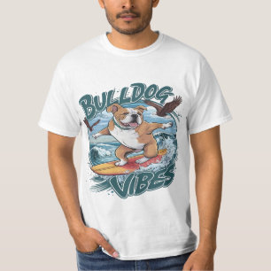 Camiseta Majestuoso Bulldog Surfing