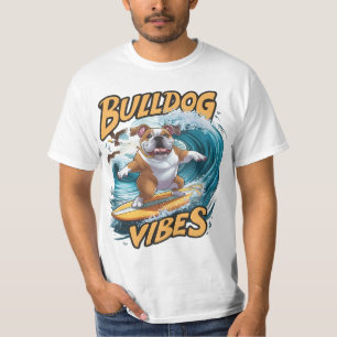 Camiseta Majestuoso Bulldog Surfing