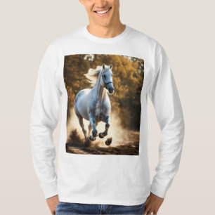 Camiseta Majestuoso caballo blanco en movimiento: foto real