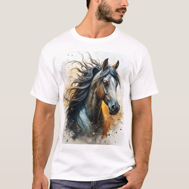 Camiseta Majestuoso caballo poderoso con belleza salvaje (Anverso)