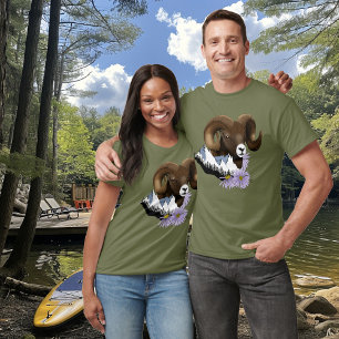 Camiseta Majestuoso Carnero Pardo de Cuerno Grande Montañas