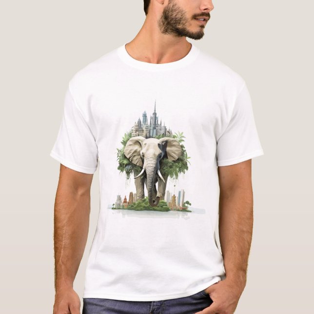 Camiseta Majestuoso Elefante Belleza Animal Naturaleza Vida (Anverso)