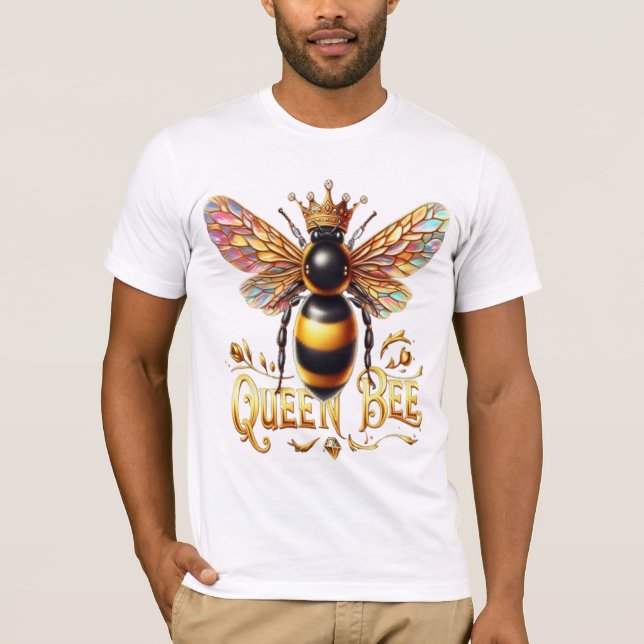 Camiseta Majestuoso Ilustracion Queen Bee con corona (Anverso)