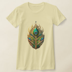 Camiseta Majestuoso juego delgado de las mujeres con plumas