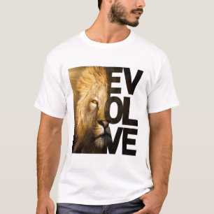 Camiseta Majestuoso León Evoluciona Cara Dividida Motivacio