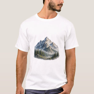 Camiseta Majestuoso paisaje de montaña y bosque acuarela
