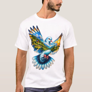 Camiseta Majestuoso Pájaro de Montaña Paisaje Natural