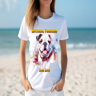 Camiseta Majestuoso Perro Bulldog Con Collar Rojo