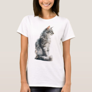 Camiseta Majestuoso retrato de gato Maine Coon plateado par
