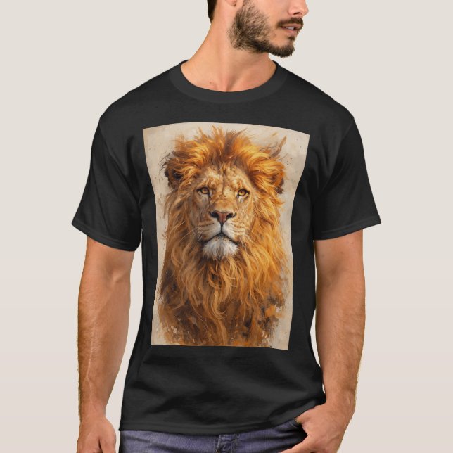 Camiseta Majestuoso Retrato de León – Poder Dorado (Anverso)
