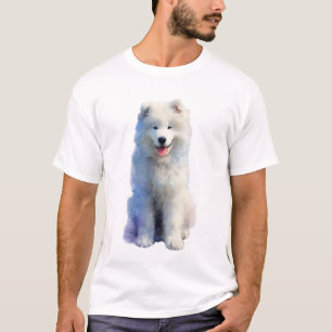 Camiseta Majestuoso Samoyed Retrato de Hombre Perro Blanco