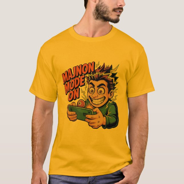 Camiseta MAJNON MODE ON – Funny Gamer with 8‑Ball T (Anverso)