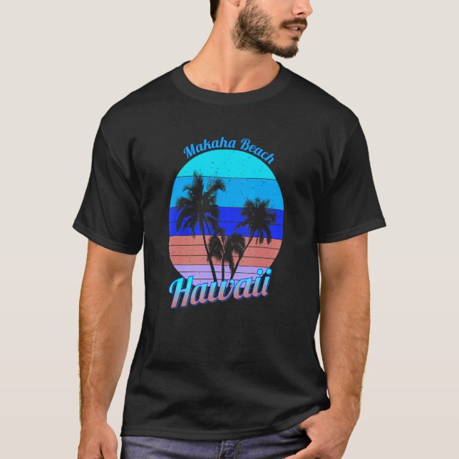 Camiseta Makaha Beach Hawaii Retro Tropical Palm Trees Vaca (Anverso)