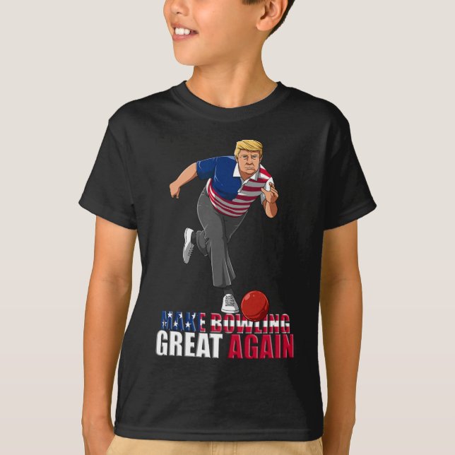Camiseta Make Bowling Great Again - Funny Trump Bowling Gif (Anverso)