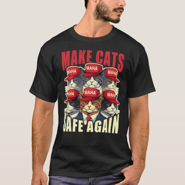 Camiseta Make Cats Safe Again Red Cat Hat Maha 2024 Debate  (Anverso)