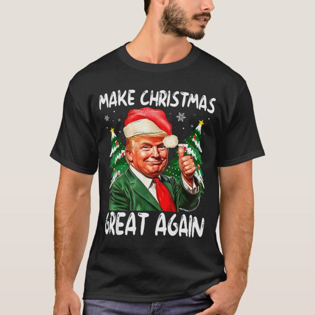 Camiseta Make Christmas Great Again Funny Santa Trump 2025  (Anverso)
