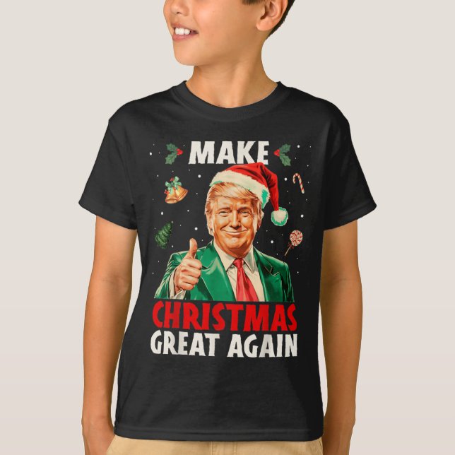Camiseta Make Christmas Great Again Funny Santa Trump 2025  (Anverso)