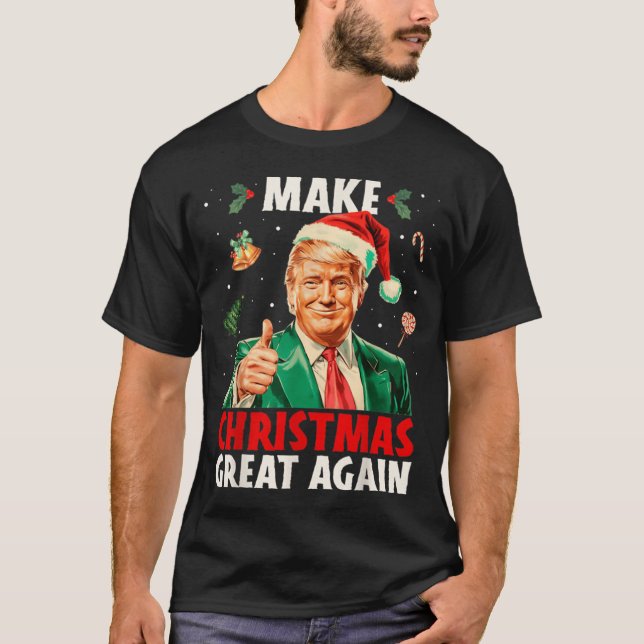 Camiseta Make Christmas Great Again Funny Santa Trump 2025  (Anverso)