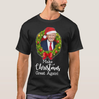 Camiseta Make Christmas Great Again with Trump on red backg