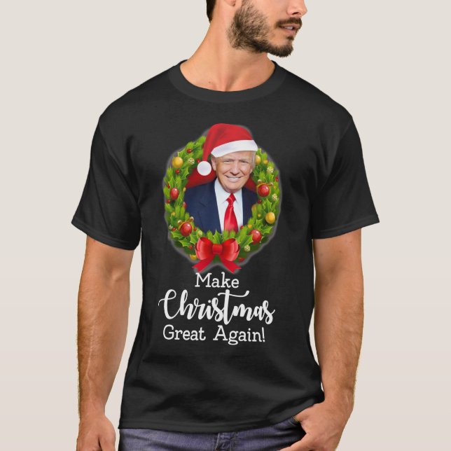 Camiseta Make Christmas Great Again with Trump on red backg (Anverso)