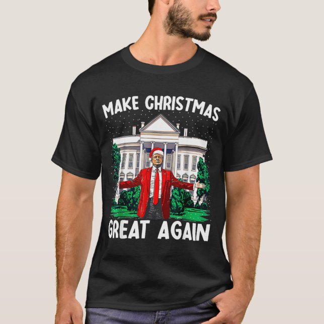 Camiseta Make Christmas Great Again Xmas Funny Trump Pajama (Anverso)