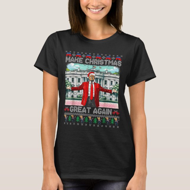 Camiseta Make Christmas Great Again Xmas Funny Trump Pajama (Anverso)