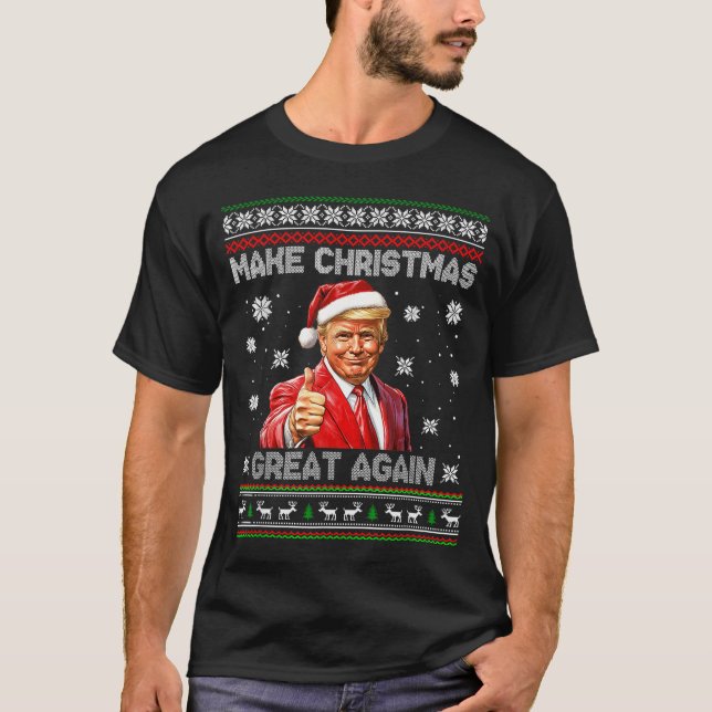 Camiseta Make Christmas Great Again Xmas Funny Trump Pajama (Anverso)