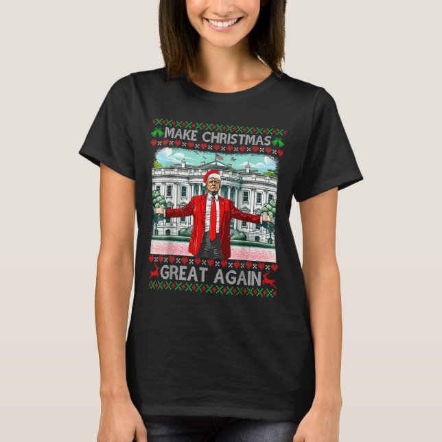 Camiseta Make Christmas Great Again Xmas Funny Trump Pajama (Anverso)