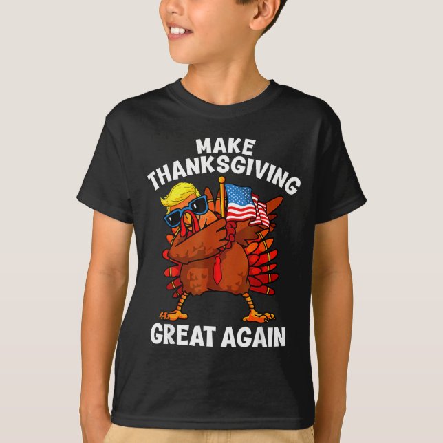 Camiseta Make Thanksgiving Great Again Dabbing Turkey Trump (Anverso)