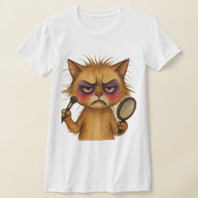 Camiseta Makeup Meowster – Funny Cat Teen Shirt (Distribución)
