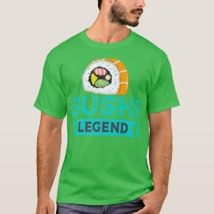 Camiseta maki sushi comiendo pescado crudo japón asia sus
