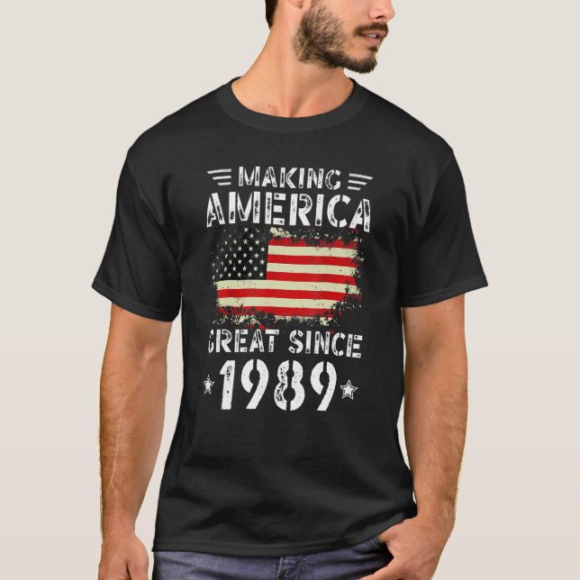 Camiseta Making America Great Since 1989 USA Flag Retro Bir (Anverso)
