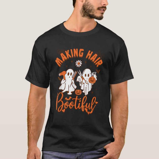 Camiseta Making Hair Bootiful Funny Scary Ghost Hairdresser (Anverso)