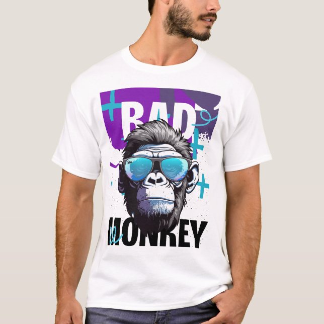 Camiseta Mal Actitud De Los Monos - Tee Gráfico De Gorila D (Anverso)