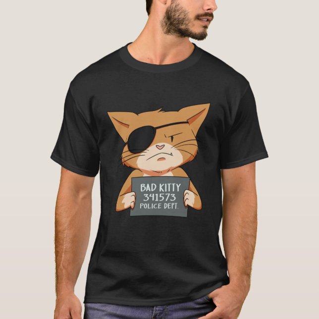 Camiseta Mal Gangster Gangster Mugshot Kitty Para Mascota (Anverso)