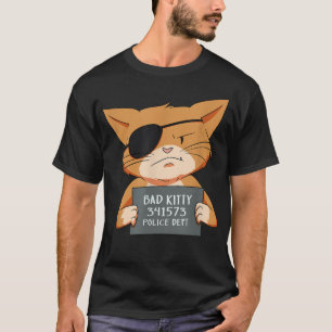 Camiseta Mal Gangster Gato Mugshot Kitty Para Los Amantes D