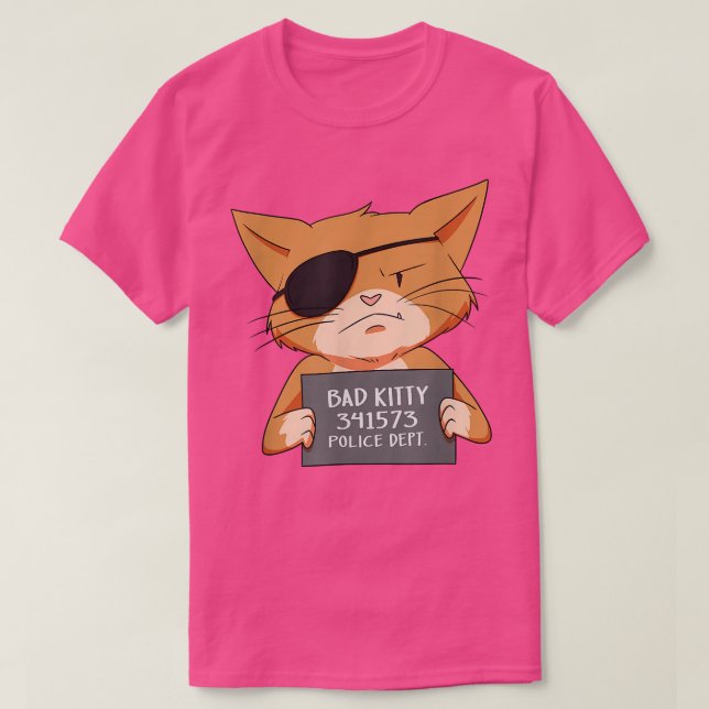 Camiseta Mal Gangster Gato Mugshot Kitty Para Los Amantes D (Diseño del anverso)