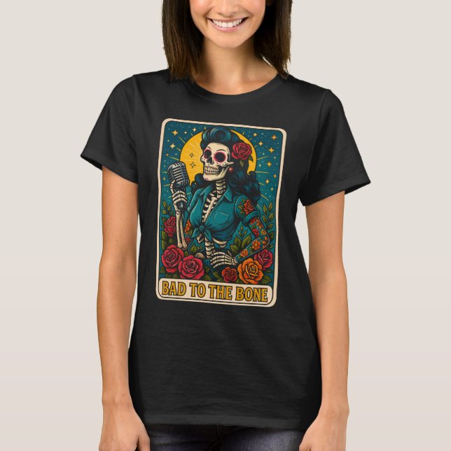 Camiseta Mal para el cantante de esqueletos óseo retro (Anverso)