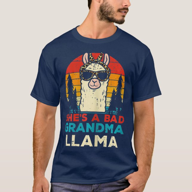 Camiseta Mala abuela llama retro Día de la Madre alpaca nan (Anverso)