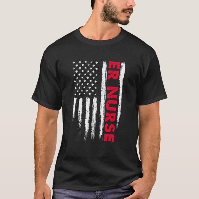 Camiseta Mala Bandera Estadounidense Er Enfermera Stethosco (Anverso)