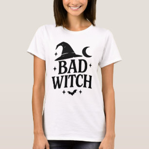 Camiseta Mala Bruja   Hallo femenino Minimalista blanco y n