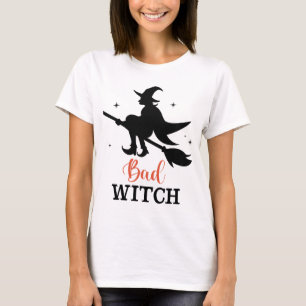 Camiseta Mala Bruja Halloween Espeluznante Escoba Volando