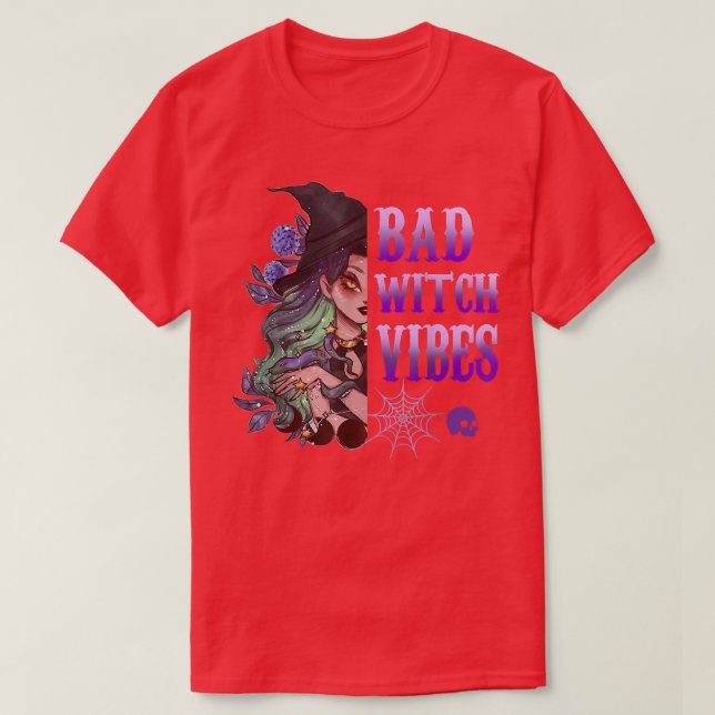 Camiseta Mala Bruja Vibes Funny Halloween (Diseño del anverso)