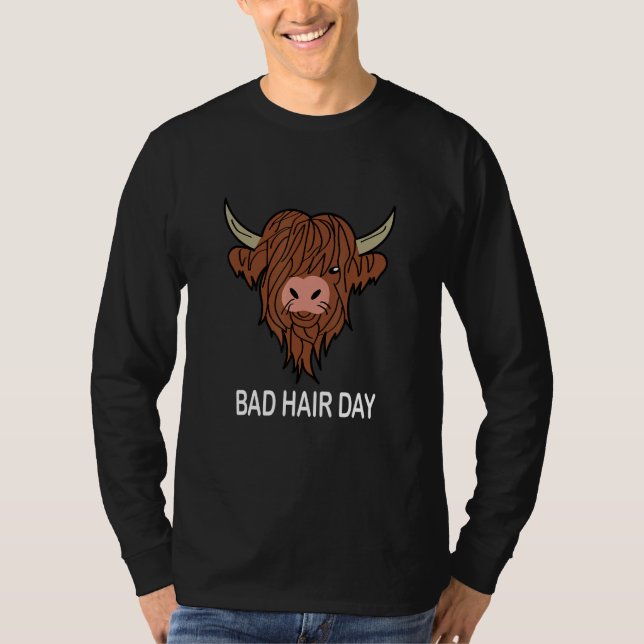 Camiseta Mala cabellera Día Bull Malo Peinado Cita Humor Ba (Anverso)